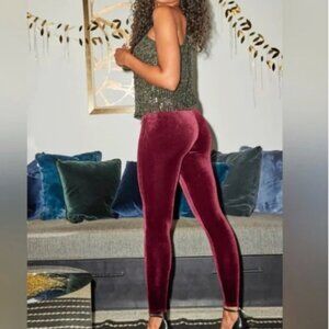 Spanx Leggings Women's M Velvet Legging Rich Burgundy Red Shapewear Stretch
